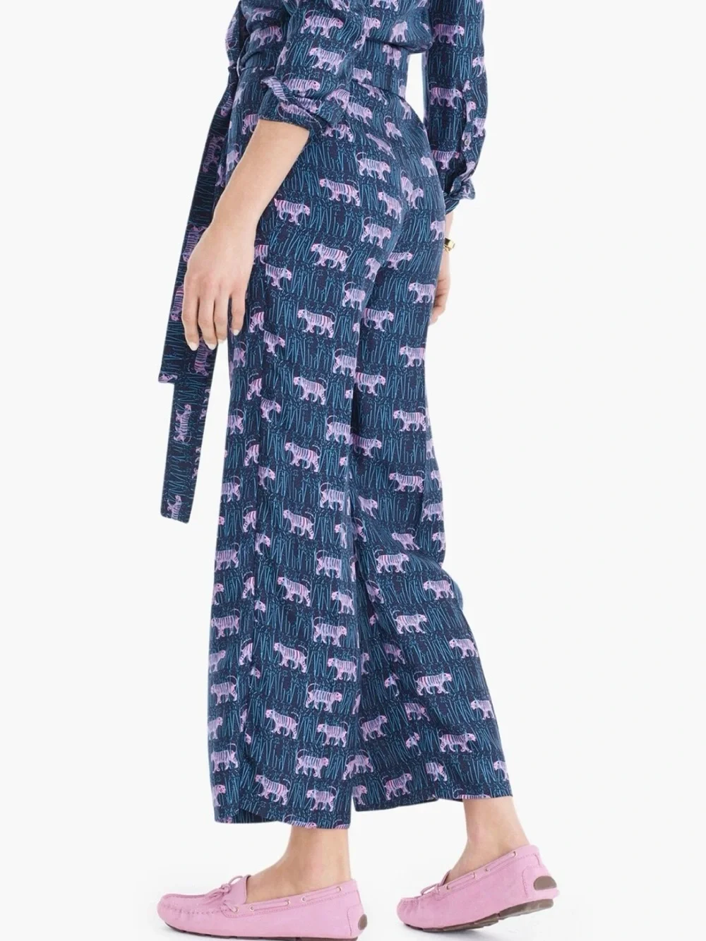 J.Crew Women's Silk Wide Leg Pant in Jungle Tiger Print